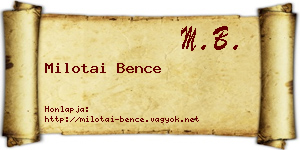 Milotai Bence névjegykártya